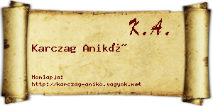 Karczag Anikó névjegykártya