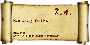 Karczag Anikó névjegykártya